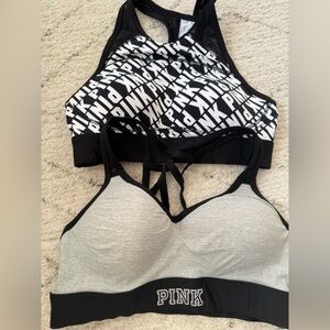 PINK Victoria's Secret Black and Gray Sports Bras